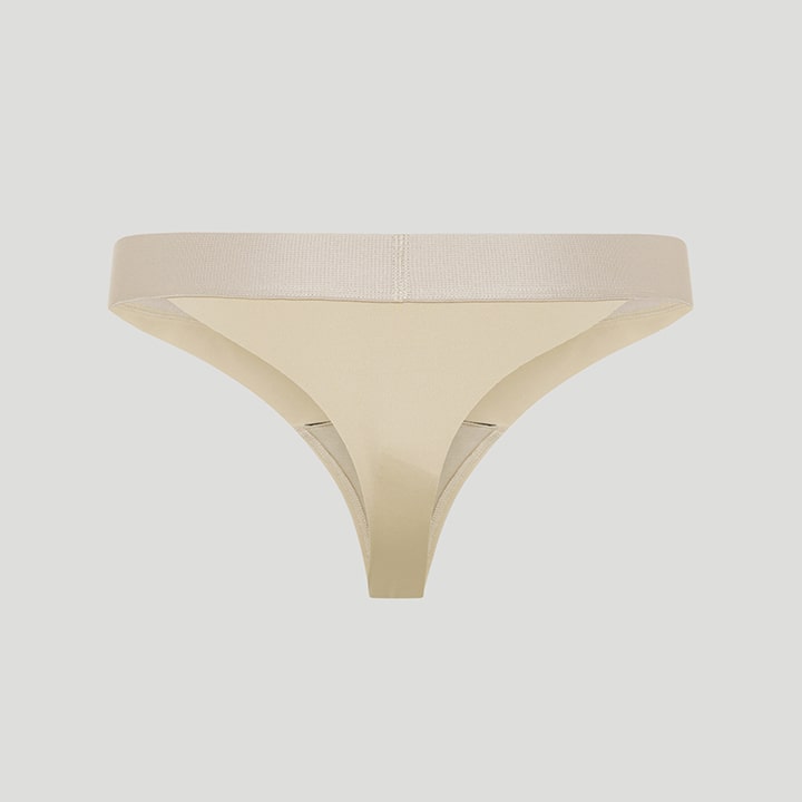 JIV ATHLETICS The Cameltoe Proof Mid Rise Thong In Neutral. - Size L (Also  In XL) for Women