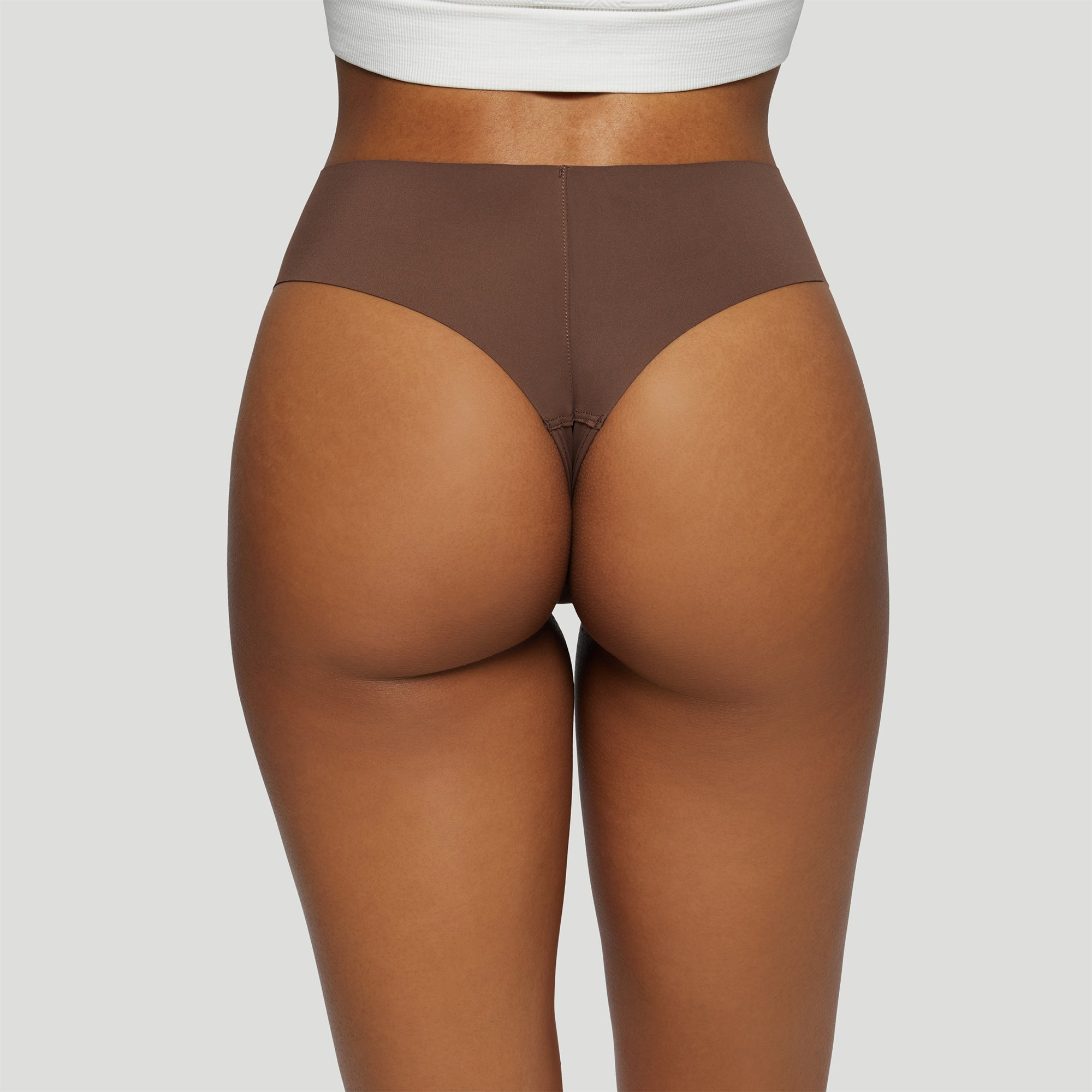 JIV ATHLETICS Coffee High Rise Thong - OG Fabric